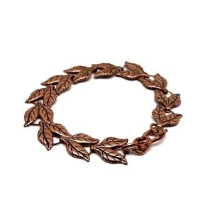 Vintage Copper Etched Leaf Design Bracelet